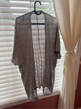 Caution To The Wind Gray Open-Front Draped Cardigan